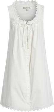 FRAME The Serene Eyelet Trim Cotton Minidress