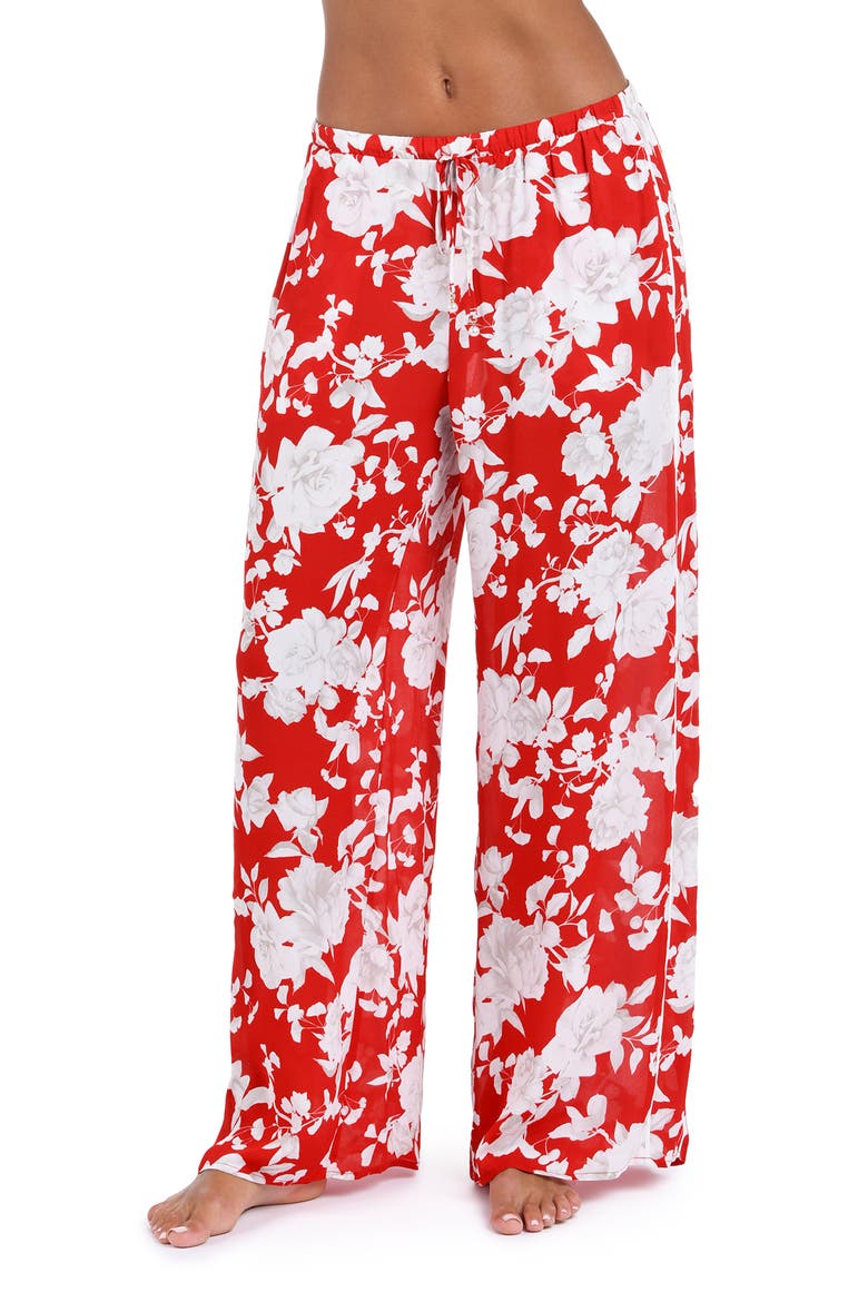 Geraldine Ikebana Cover-Up Pants, Alternate, color, ROUGE