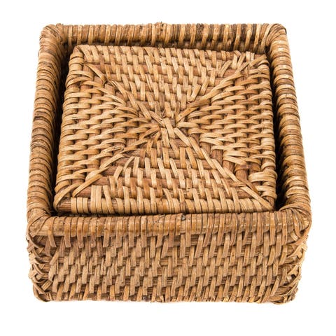 Artifacts Rattan Square Coasters - 7 piece set