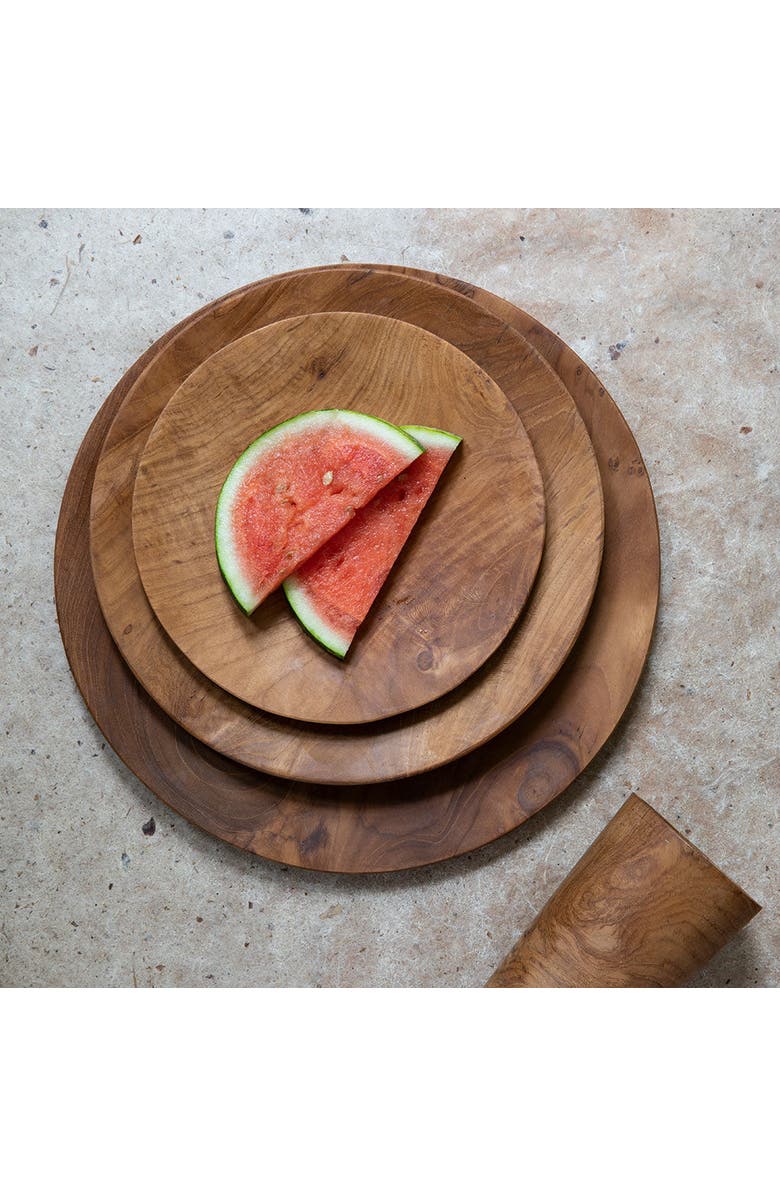 Be Home Teak Dinner Plate, Alternate, color, Natural