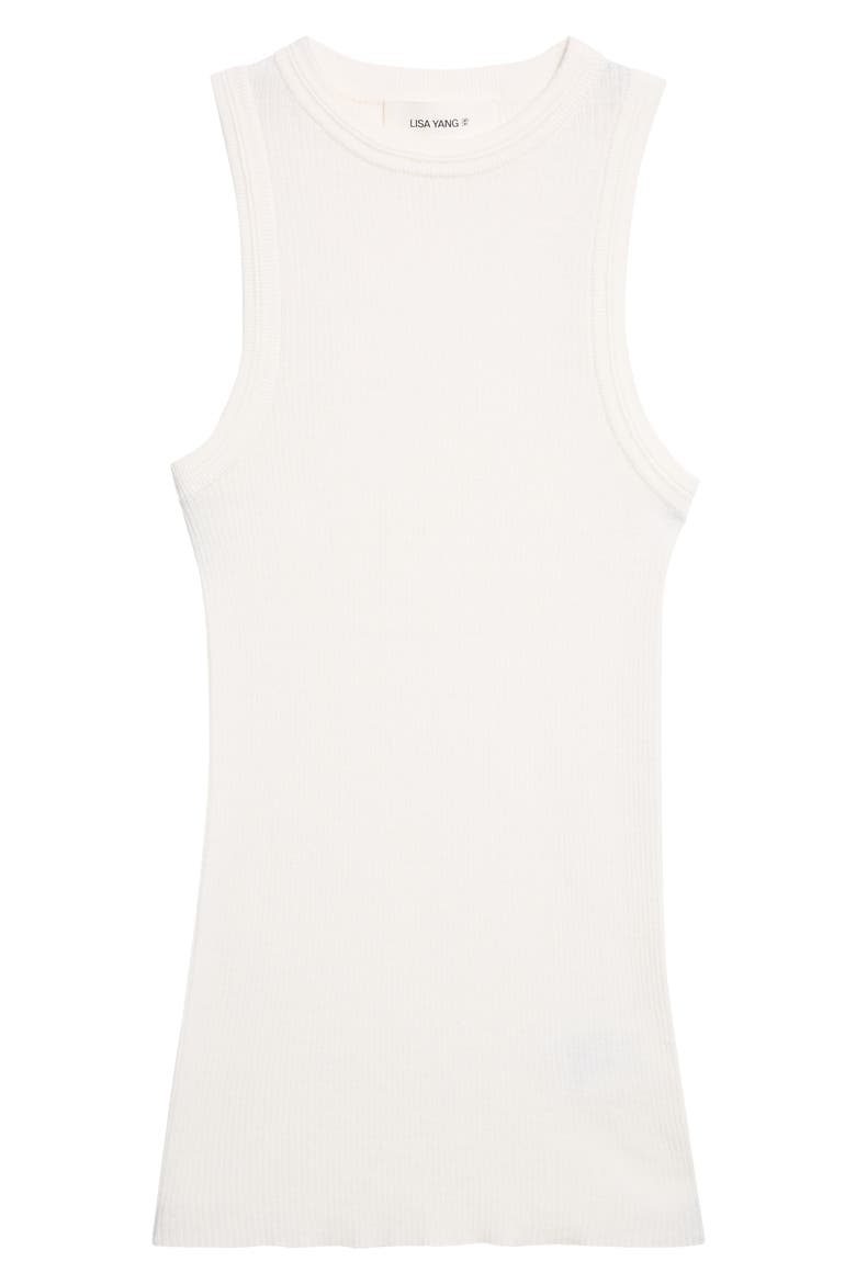 Amya Ribbed Cotton & Cashmere Sleeveless Sweater, Alternate, color, SALT