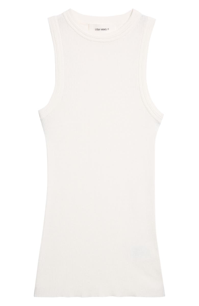 Lisa Yang Amya Ribbed Cotton & Cashmere Sleeveless Sweater, Main, color, Salt