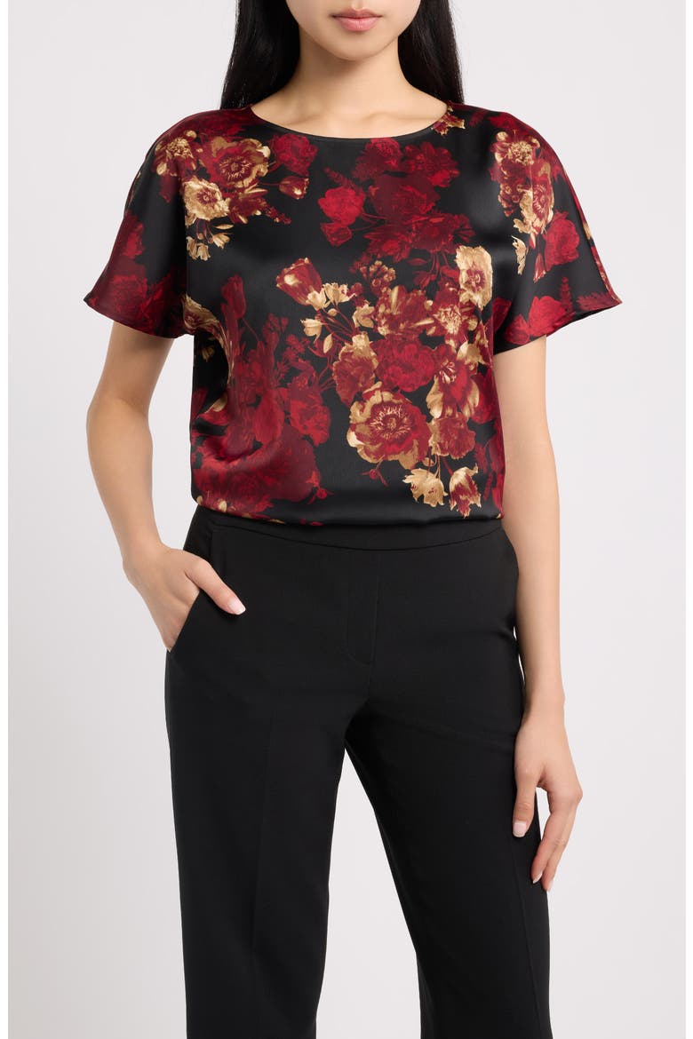 Bateau Neck Short Sleeve Top, Main, color, TITIAN RED MULTI