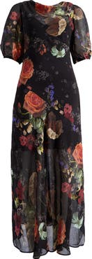 AllSaints Tiwa Floral Puff Sleeve Maxi Dress