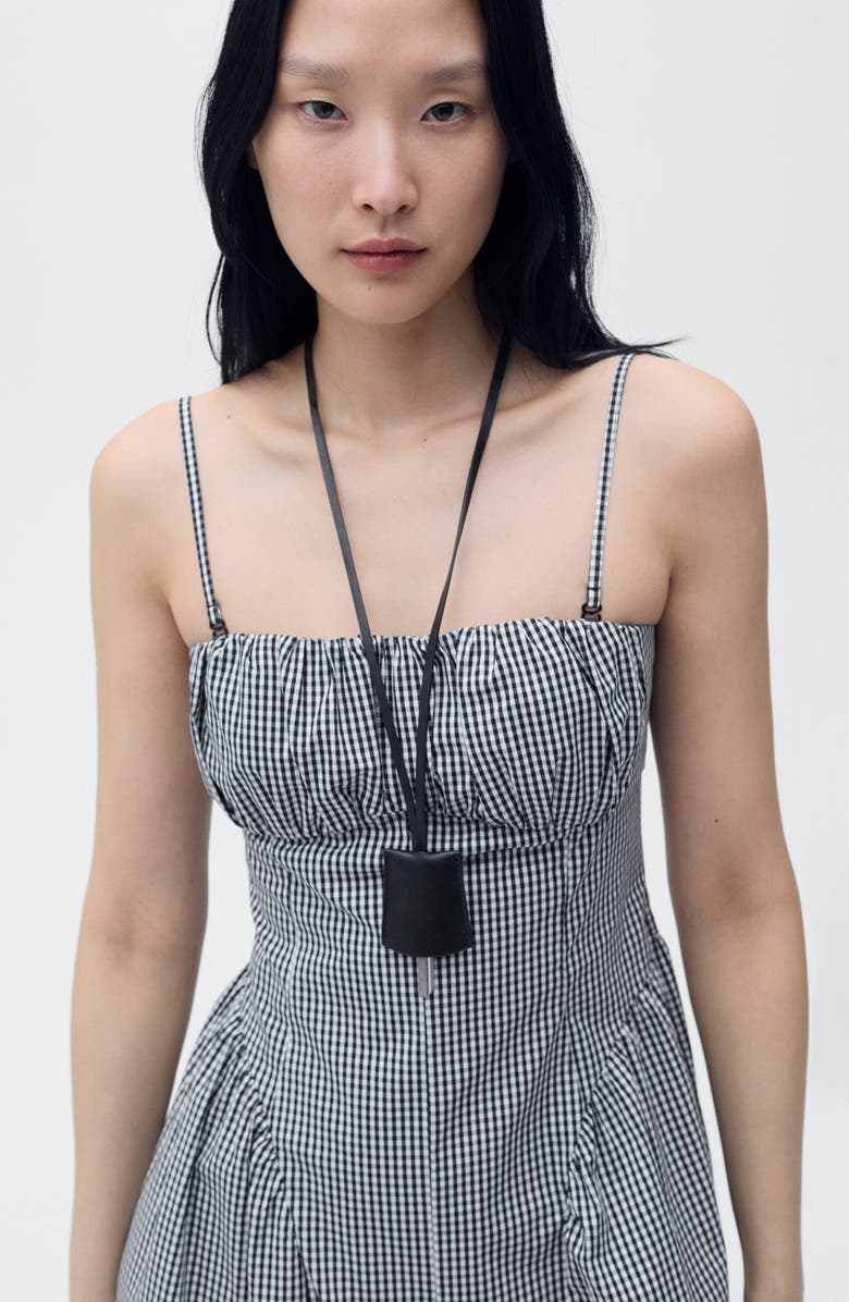 MANGO Zelda Gingham Midi Sundress, Alternate, color, Black