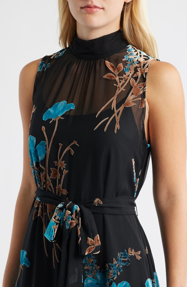 Julia Jordan Floral Burnout Organza Cocktail Dress, Alternate, color, Black Multi