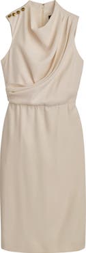 【Donna Karan New York】Cowlneck Sleeveless Dress Donna Karan New York Cowl Neck Sleeveless Sheath Midi Dress