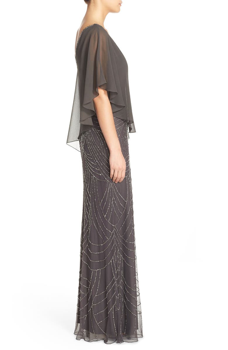 J Kara Chiffon Overlay Beaded Gown, Alternate, color,