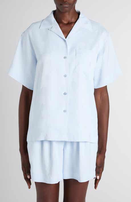 Skull Jacquard Satin Pajama Shirt