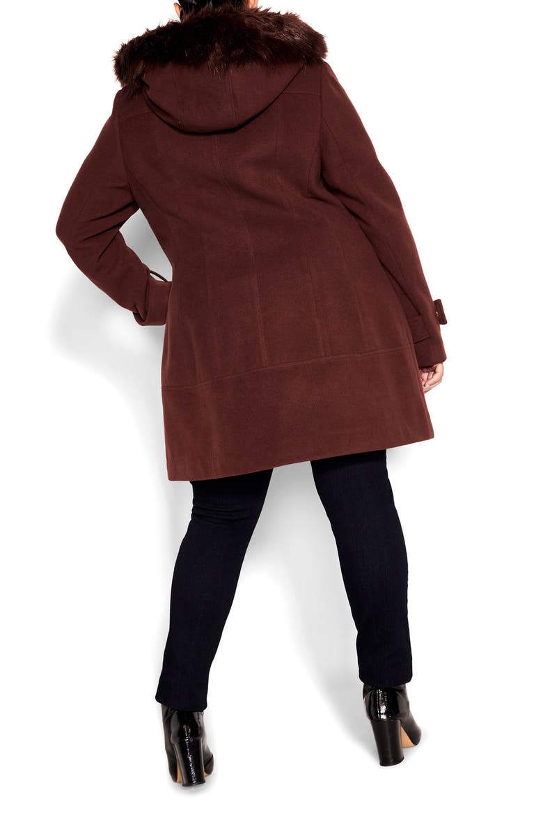 Wonderwall Coat with Faux Fur Collar, Alternate, color, CHOCOLATE
