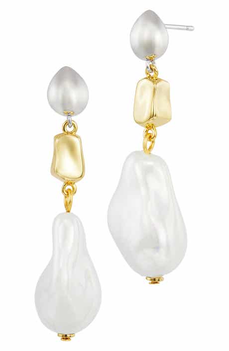 SAVVY CIE JEWELS Baroque Faux Pearl Drop Earrings