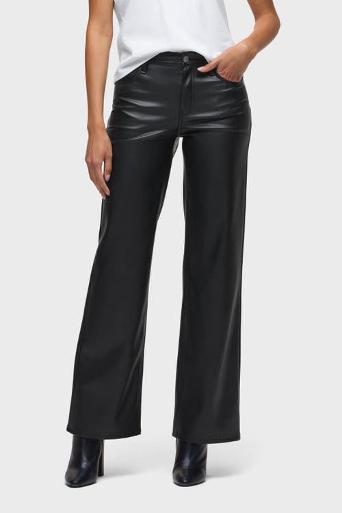 Hudson Rosie High Rise Wide Leg Faux Leather Jeans In Black In Black