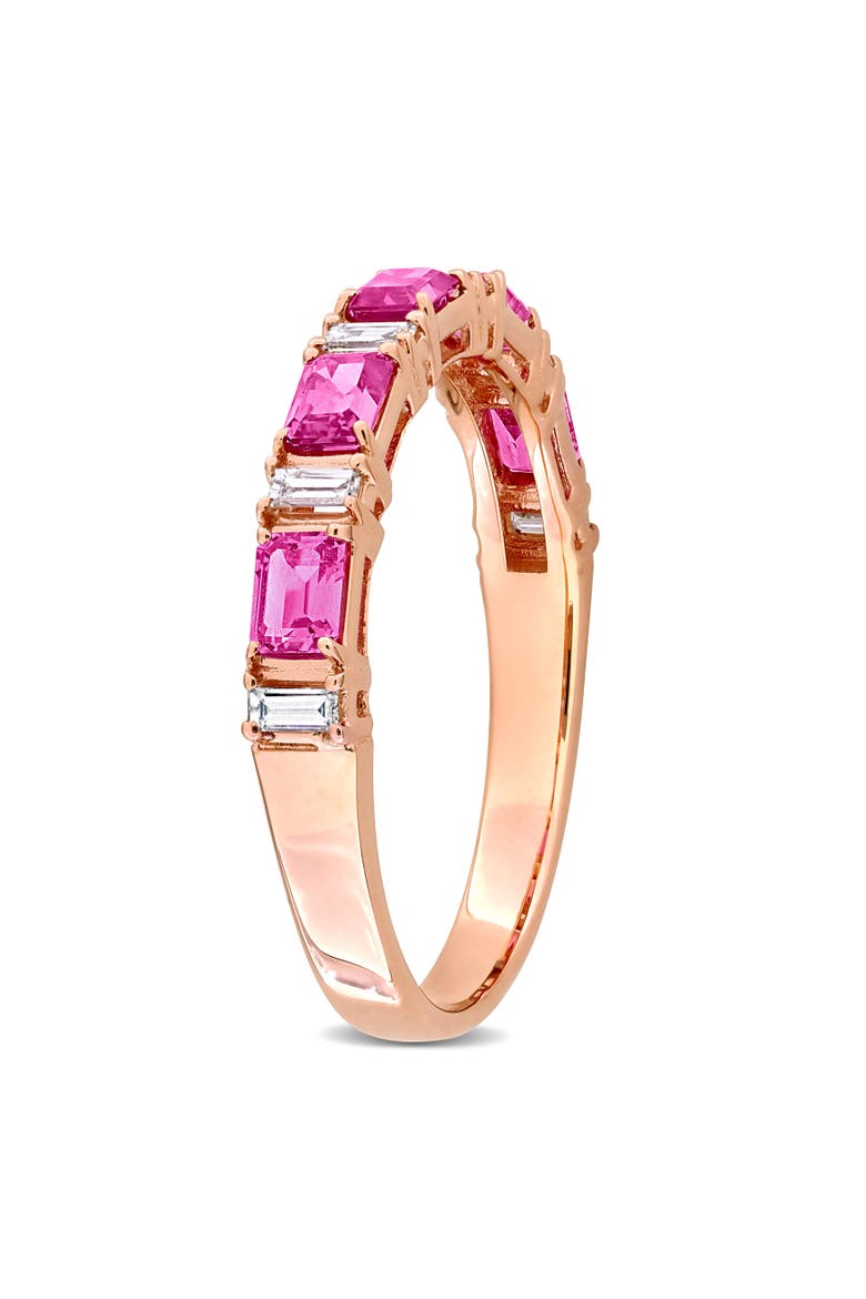 Sapphire & Diamond Semi-Eternity Ring 14k, Alternate, color, Pink Sapphire/Rose Gold