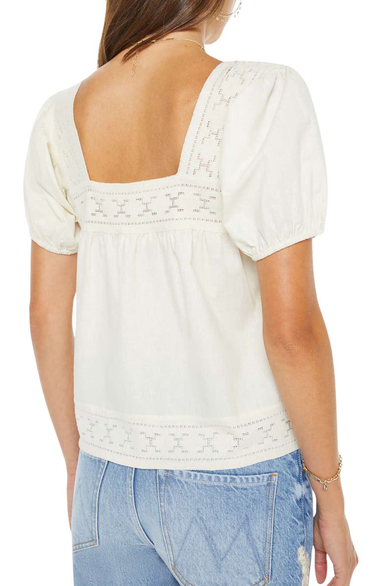 MOTHER The Memory Lane Embroidered Trim Puff Sleeve Top, Alternate, color, Early Bird
