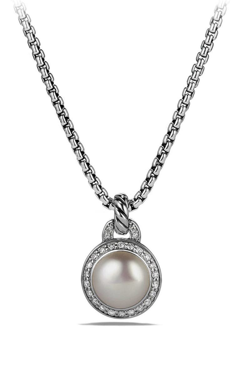 Albion Petite Cerise Pendant Necklace with Pearl and Diamonds, Main, color, SILVER/ PEARL