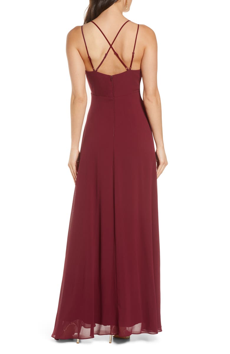 Sequin Hearts Faux Wrap Sleeveless Chiffon Gown, Alternate, color,