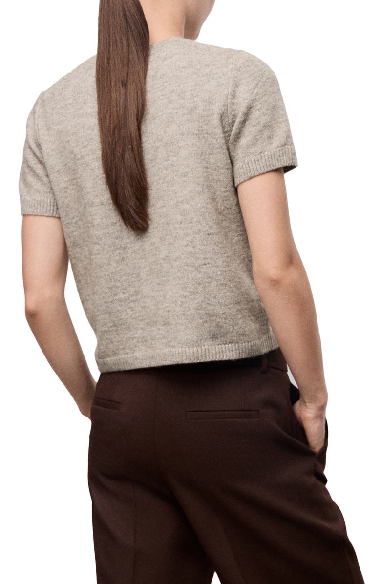 MANGO Short Sleeve Crewneck Sweater, Alternate, color, Light/ Pastel Grey