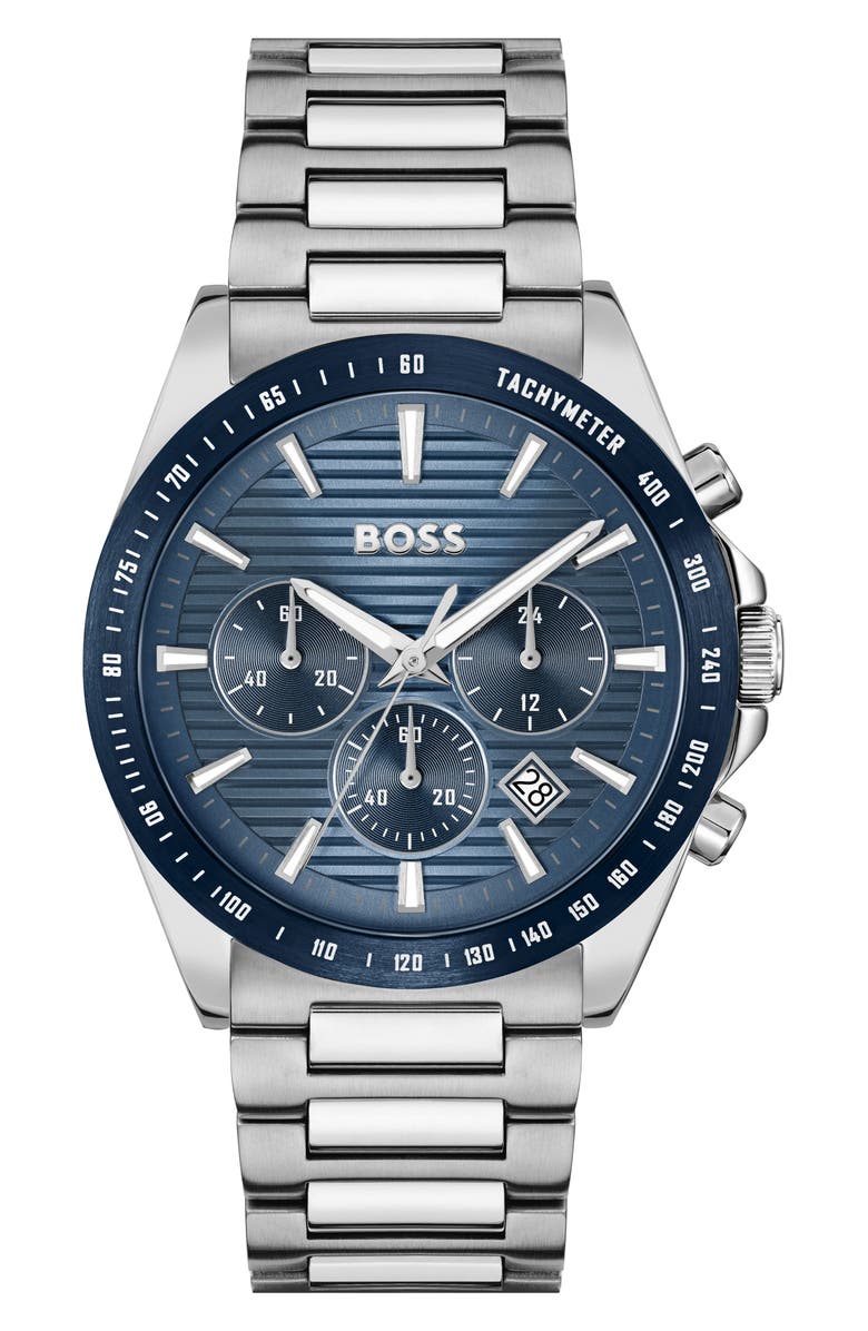 BOSS Strike Chronograph Bracelet Watch, 41mm, Main, color, Blue