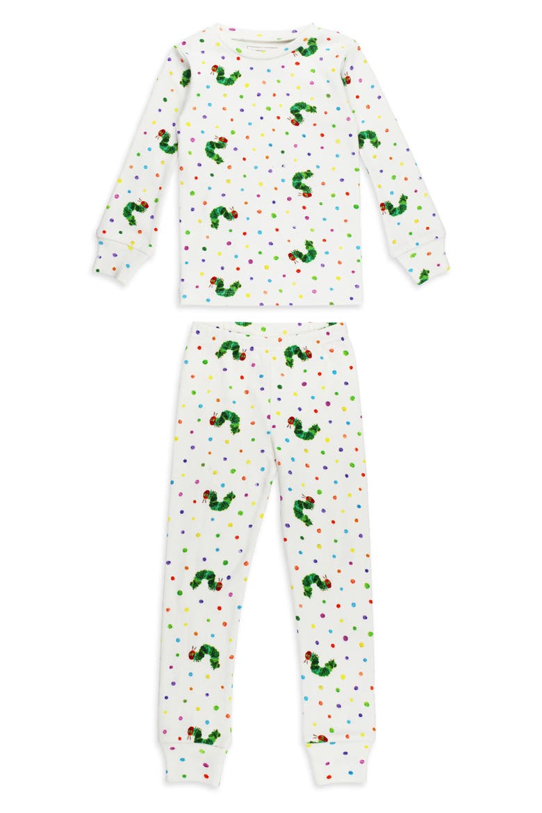 x 'The Very Hungry Caterpillar™' Kids' Fitted Organic Cotton Two-Piece Pajamas, Main, color, CATERPILLAR