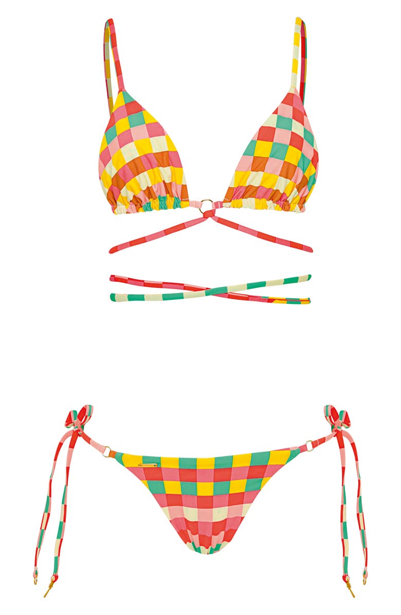 Maaji Golden Gambit Oahu Reversible Side Tie Bikini Bottoms, Alternate, color, Red Multi