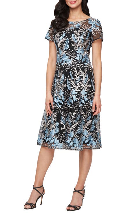 Floral Embroidered A-Line Dress (Petite)