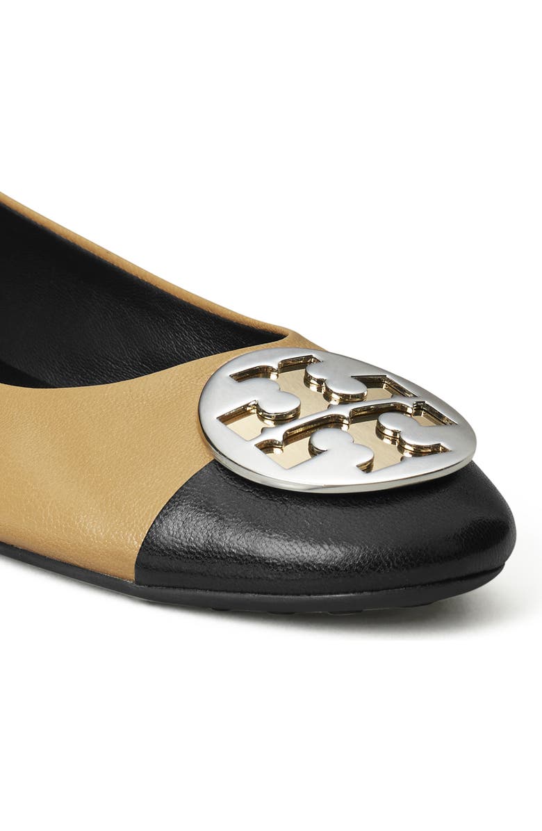 Tory Burch Claire Cap Toe Ballet Flat, Alternate, color, Ginger Shortbread / Black