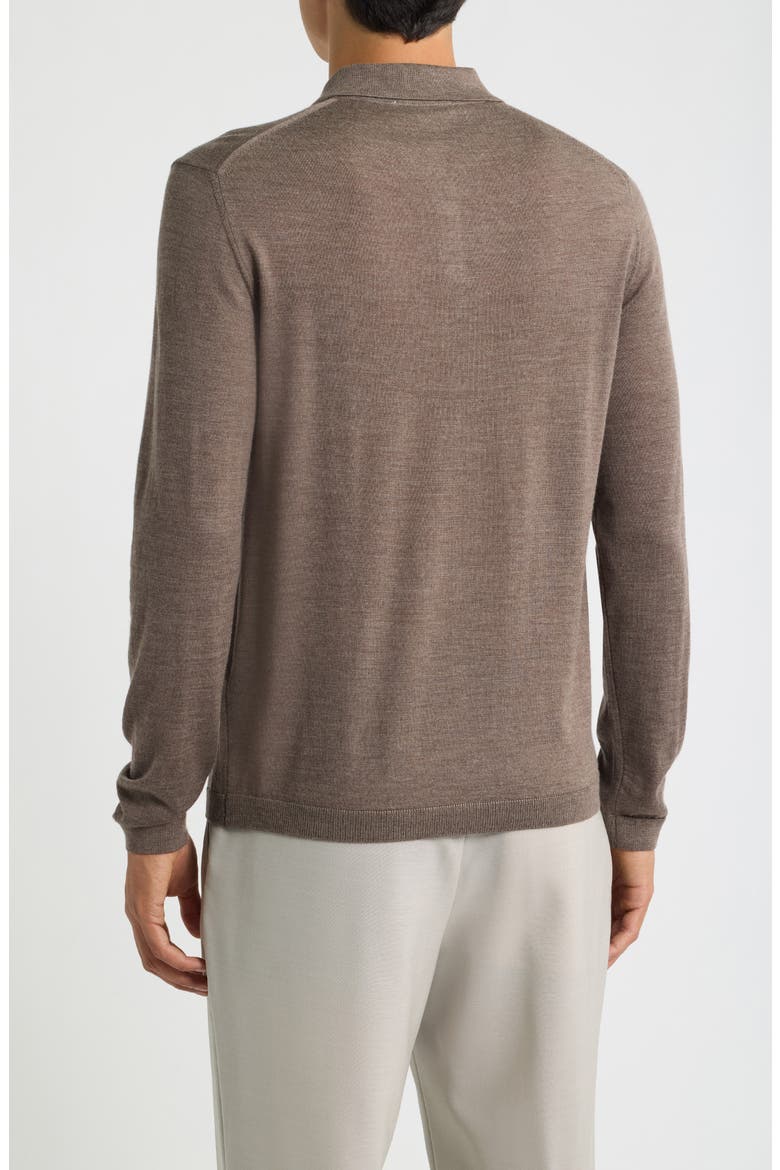 Wool & Silk Long Sleeve Polo, Alternate, color, TAUPE