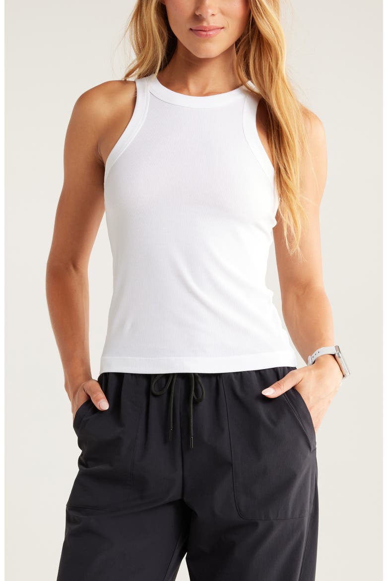Go-To Rib Performance Tank, Main, color, WHITE