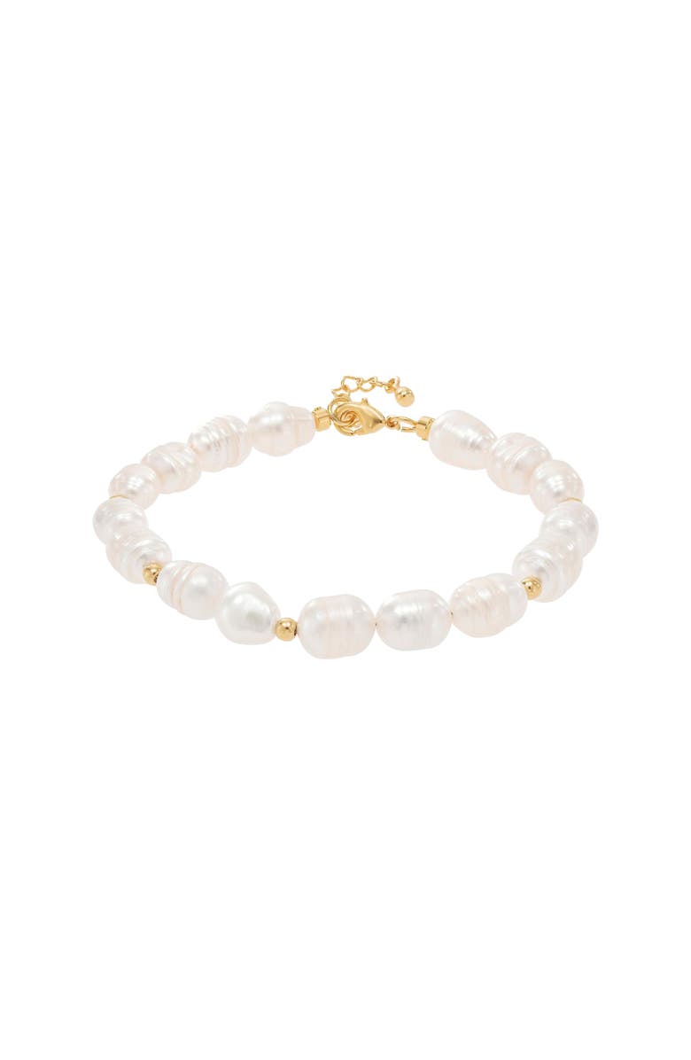 Bearfruit Jewelry Eternal Spring Cultured Pearl Bracelet, Main, color, Gold