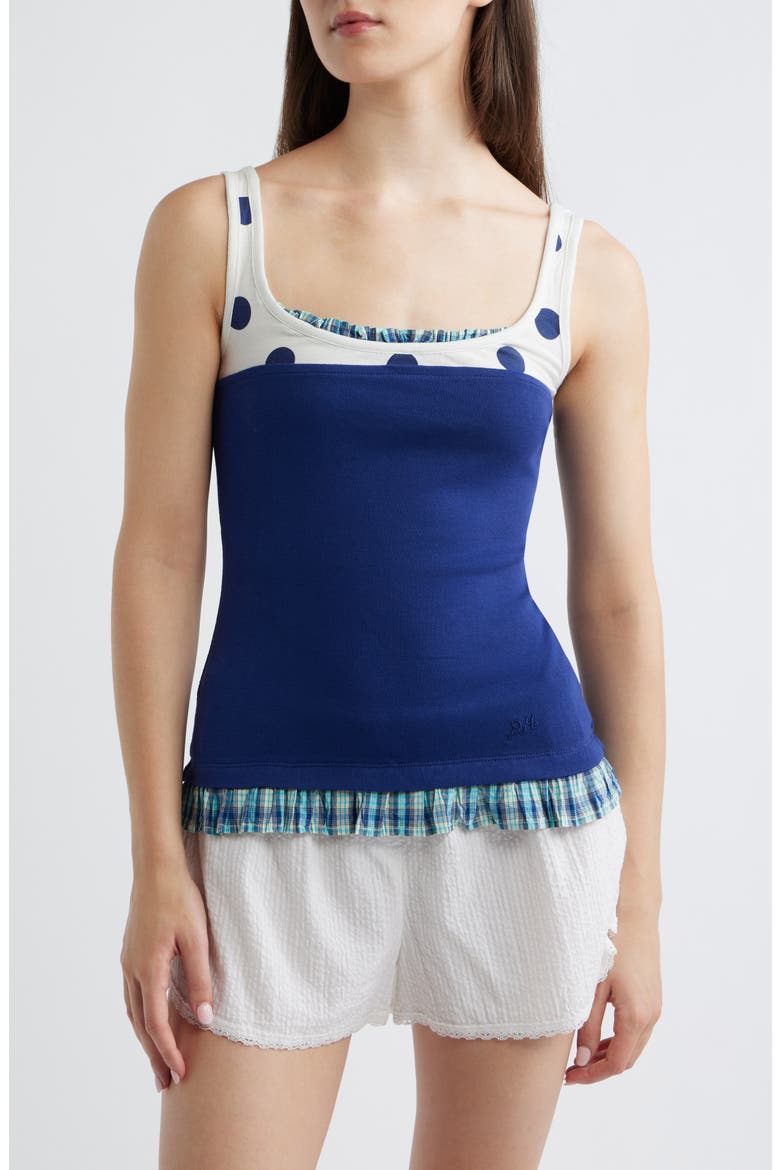 Idelle Ruffle Layered Organic Cotton Tank, Main, color, BLUE MULTI