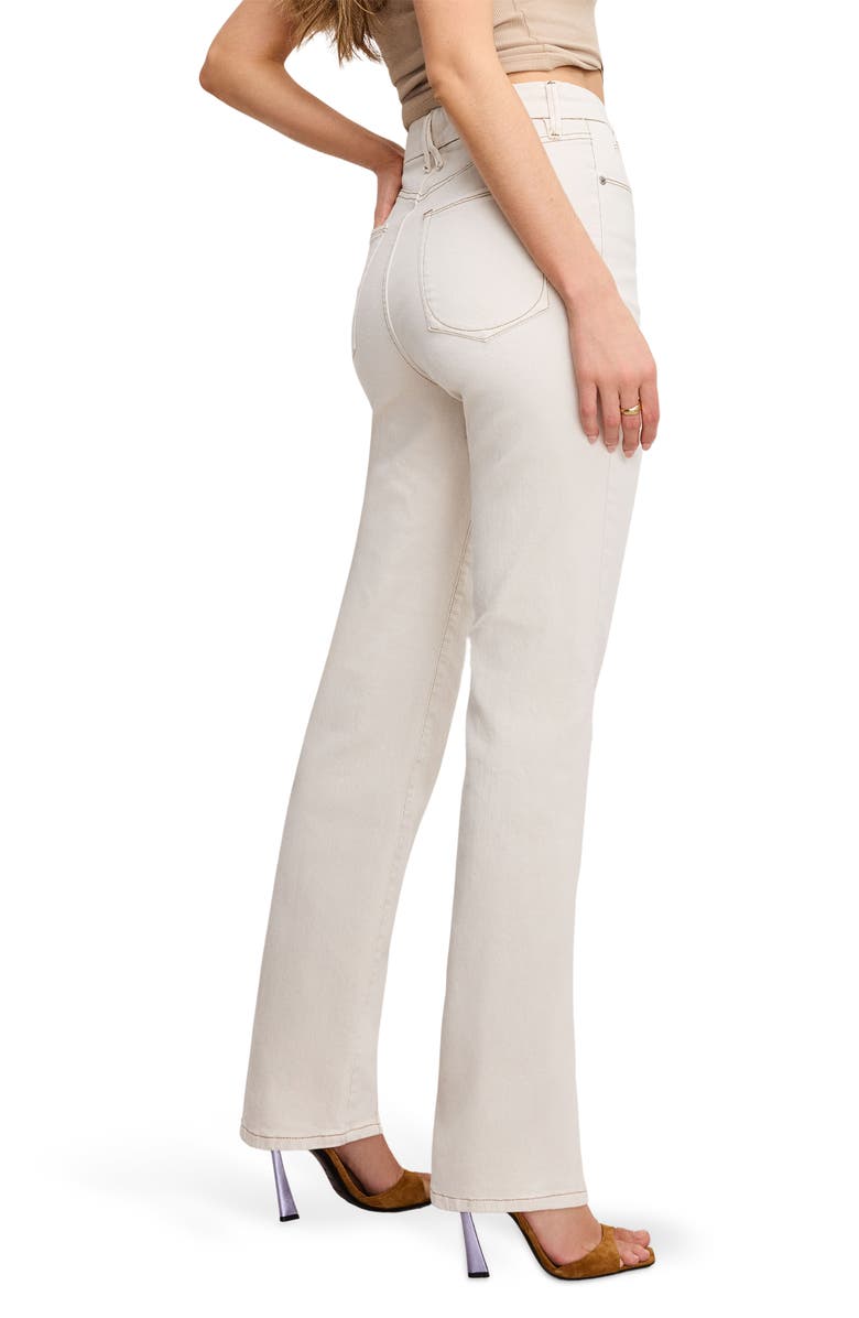 Good American Good Boy Split Hem Straight Leg Jeans, Alternate, color, Pearl001