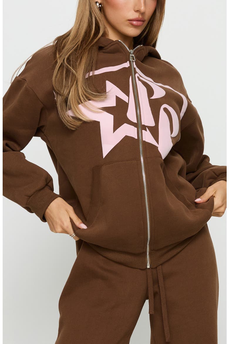 Stargirl Front Zip Hoodie, Main, color, BROWN
