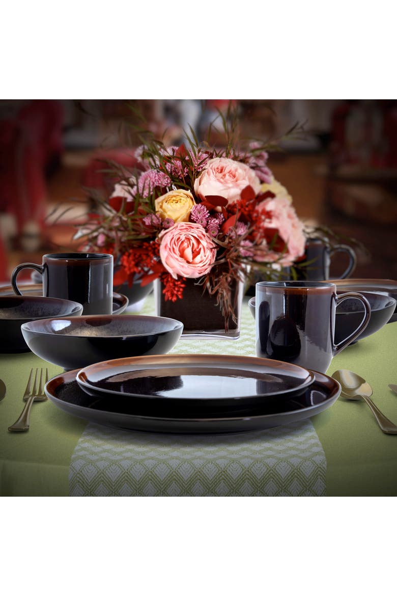 Midnight Beach 16 Piece Dinnerware Set, Alternate, color, Black