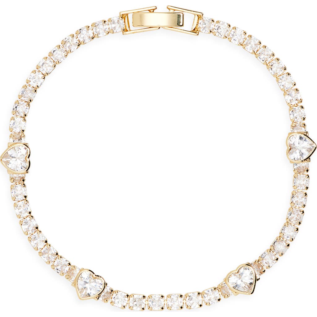 Nordstrom Rack Cubic Zirconia Heart Tennis Bracelet In Gold