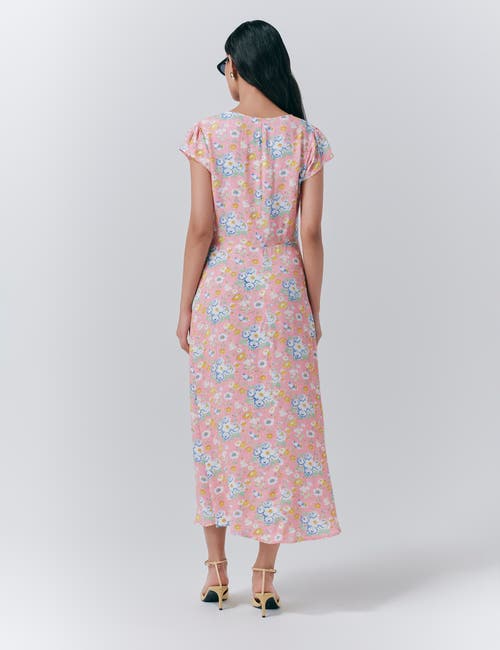 Ghost London Blair Crepe Floral Sleeveless Midi Dress In Multi