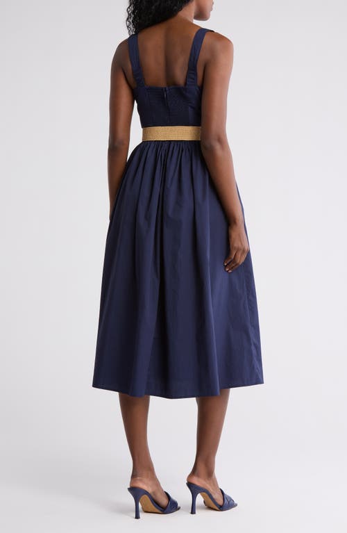 ELIZA J ELIZA J SQUARE NECK BELTED COTTON SUNDRESS