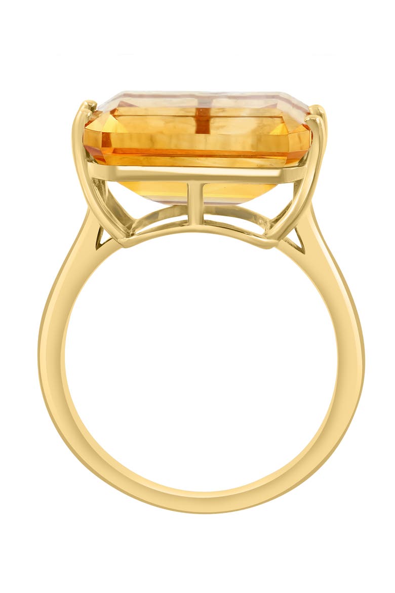 14K Yellow Gold Citrine Emerald Cut Solitaire Statement Ring, Alternate, color, 14K Gold