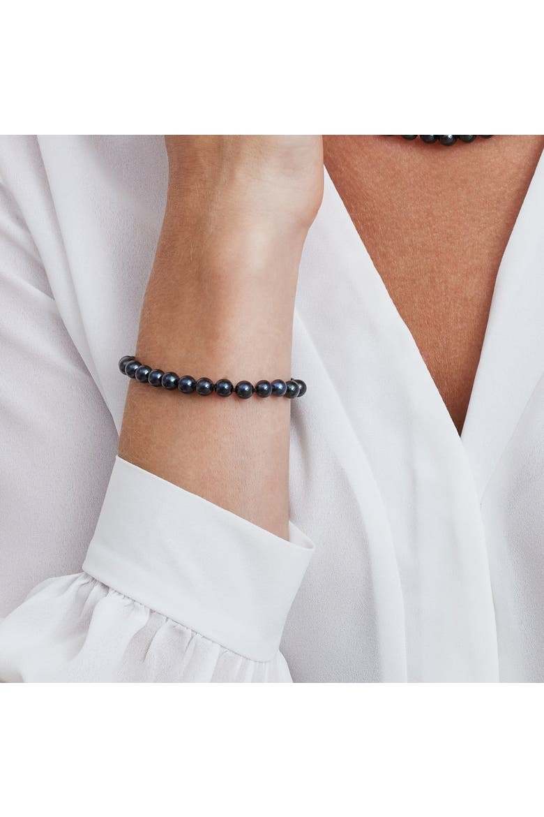 7.5-8.0mm Akoya Black Pearl Bracelet, Alternate, color, Black Pearls