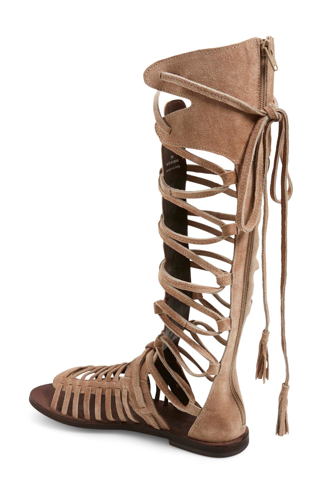 'Sun Seeker' Tall Gladiator Sandal, Alternate, color, NATURAL SUEDE