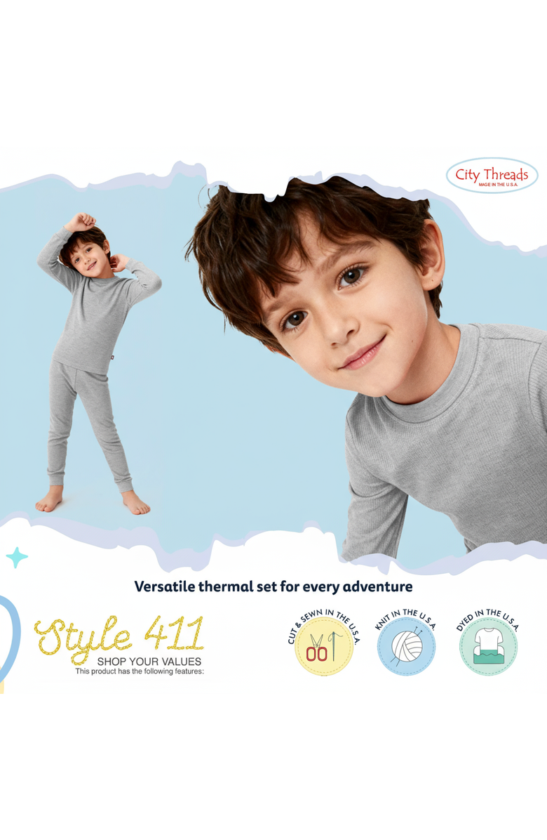 CITY THREADS Boys Soft & Cozy Thermal Long Johns 2-Piece Set, Alternate, color,