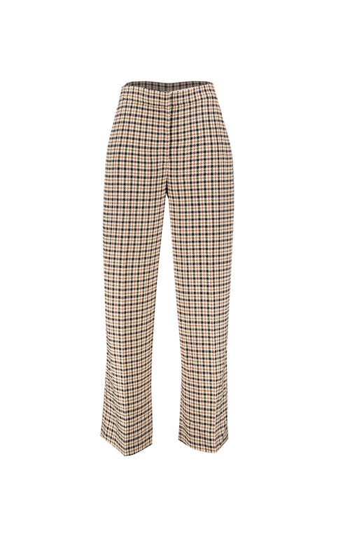 Ivonne Wide Capri Check Pants With Side Pockets In Sand