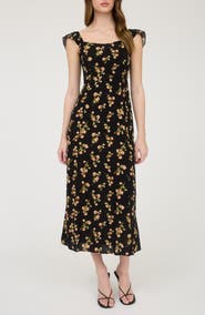 Blu Pepper Floral Cap Sleeve Midi Dress