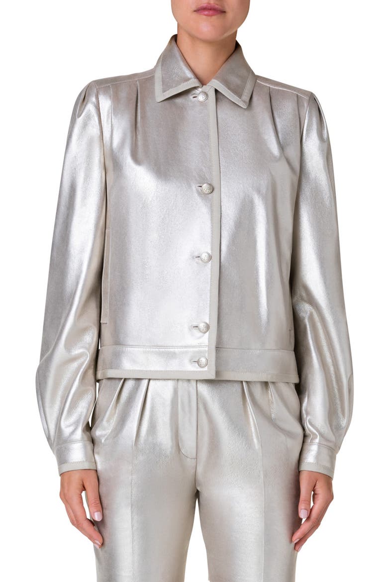 Monica Pearlized Suede Jacket, Main, color, GREIGE