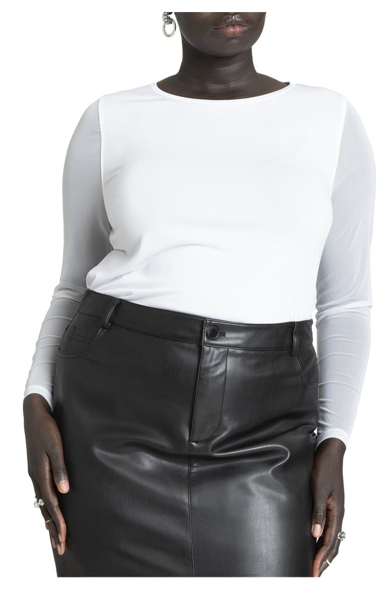 Sheer Sleeve Tee, Main, color, WHITE
