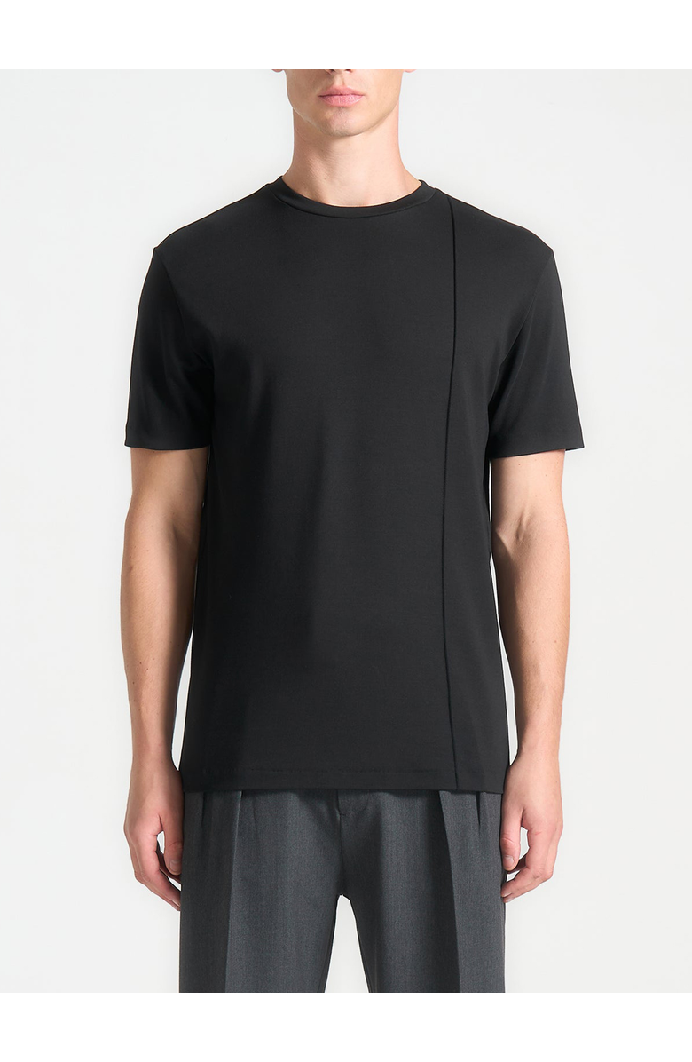 Manière De Voir Regular Fit Cotton T-Shirt with Pintuck, Main, color, Black