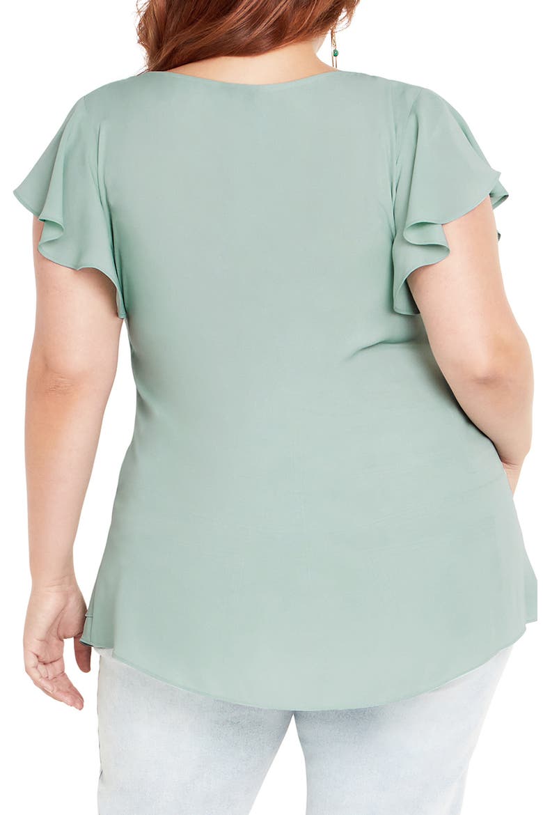 Florrie Zip Flutter Sleeve Top, Alternate, color, SEAFOAM