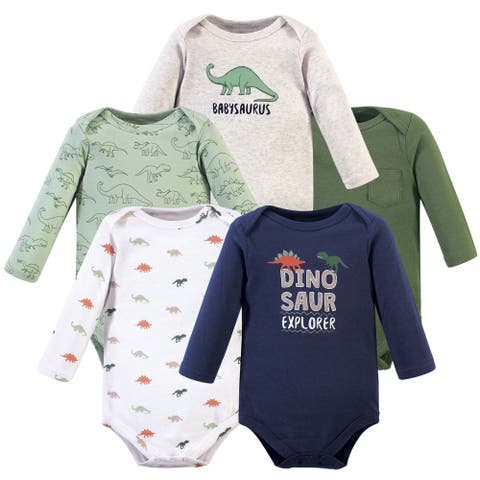 Five-Piece Collection of Long-Sleeve Cotton Bodysuits