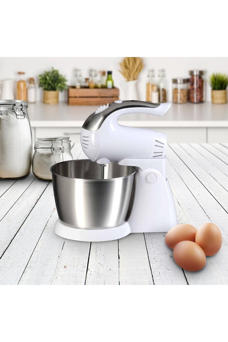 5-Speed Stand Mixer Stainless Steel Bowl 200W in White, Alternate, color, White