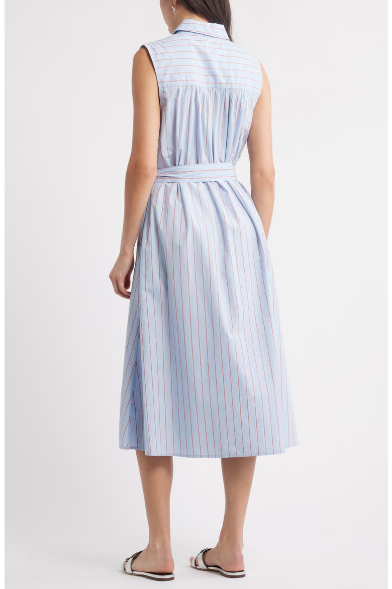 Pintuck Tie Waist Cotton Shirtdress, Alternate, color, BLUE WINDSURFER JEN STRIPE
