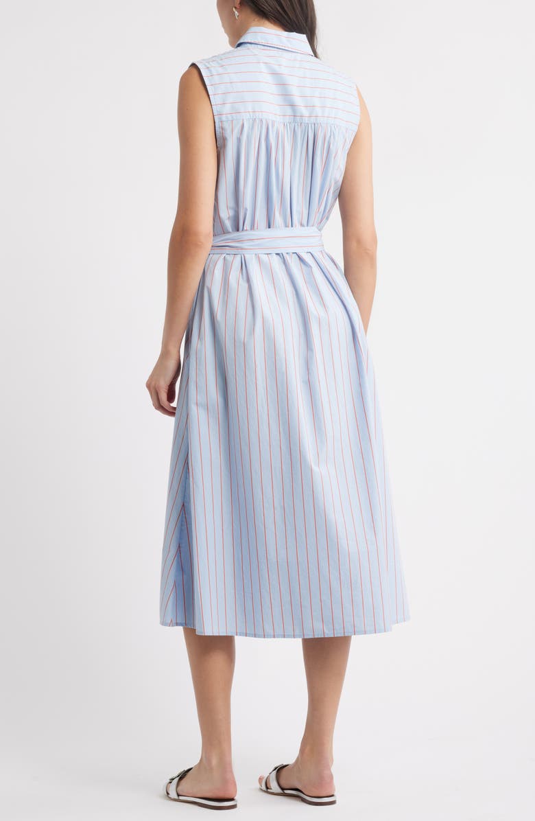 Caslon<sup>®</sup> Pintuck Tie Waist Cotton Shirtdress, Alternate, color, Blue Windsurfer Jen Stripe